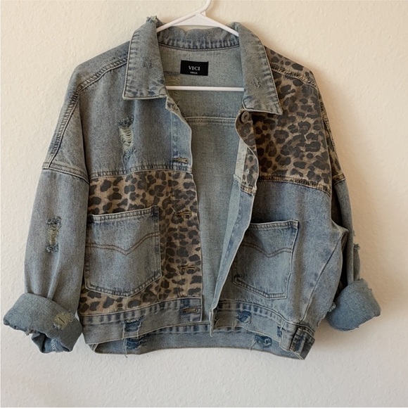 Vici Leopard Denim Jacket - Picture 4 of 5